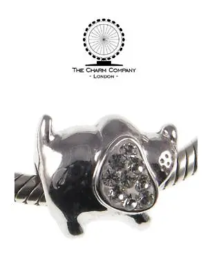 Genuine CHARM COMPANY 925 Sterling Silver & Crystal DOG Charm Bead Puppy • £15.99