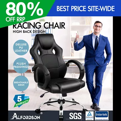 $159.95 • Buy ALFORDSON Gaming Office Chair Racing Executive Computer PU Leather Mesh Seat