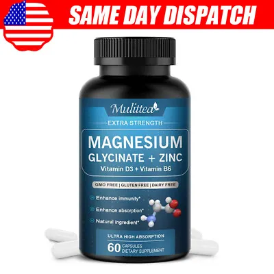 Magnesium Glycinate Capsules 500mg For Improved Sleep Stress & Anxiety Relief • $13.29