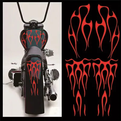 Motorcycle Flame Sticker For Gas Tank Fender Decals Vinyl Red Color Waterproof • $14.36