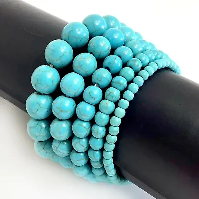 $4.99 • Buy Handmade Beaded Bracelet Round Gemstone Elastic 7.5  Healing Balance 4 6 8 10 12