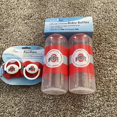 Baby Fanatic 2pk 9 Oz. Bottles Ohio State Buckeyes & Pacifiers NEW • $22