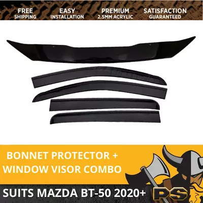 PS4X4 Bonnet Protector Guard + Window Door Visor For Mazda BT 50 BT50 BT-50 2020 • $129