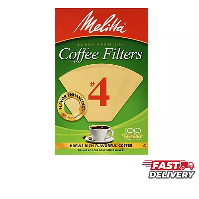 Melitta #4 Cone Coffee Filters Unbleached Natural Brown 100 Filters Count • $5.48