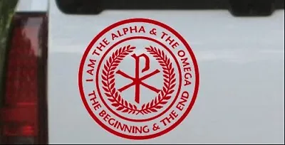 Chi Rho Monogram Alpha Omega Car Truck Window Decal Sticker Red 4X4 • $5.10