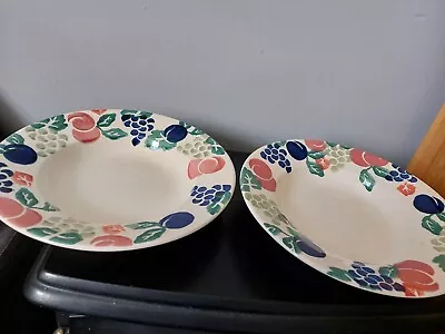 £21.95 • Buy 2 X Royal Winton Bordeaux Spongeware Rimmed Pasta Soup Bowl 10” 25cm VGC