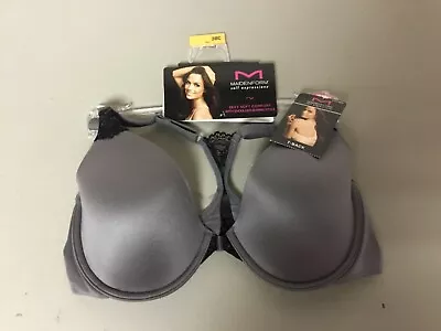 NWT Women's Maidenform Self Expressions T Back Bra Size 38C Grey W/ Black #1252L • $13.99