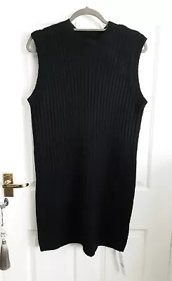 F&f Long Ribbed Vest Tank - Sleeveless Jumper - Black - Size L - New With Tags • £10