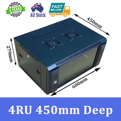Premium 4U 4RU 450mm Deep 19  19Inch Wall Mount Server Network Data Rack Cabinet • $172