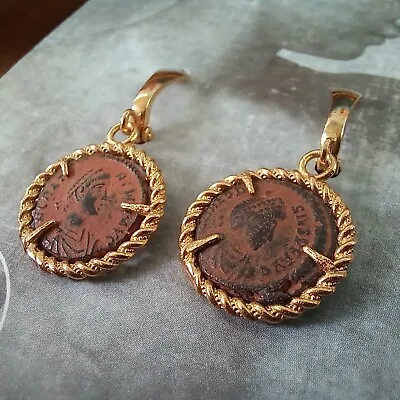 Gold-plated Earrings With Authentic Ancient Roman Coins. Handmade • $285