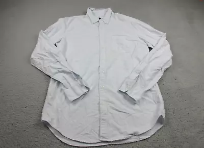 J Crew Shirt Mens Adult Large Blue White Stripes Flex Oxford Button Up Preppy • $24.85