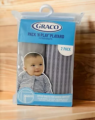 Graco Pack N Play Playard Fitted Sheets 2 Pack Gray 39”x27” NEW • $13.88