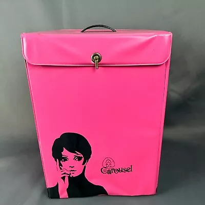 Wig Storage Box Carry Case Vintage 1960’s Mod GoGo Twiggy Carousel Pink • $19.95