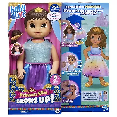 Baby Alive Princess Ellie Grows Up! Brown Hair Interactive Doll With Accesso... • $69.90