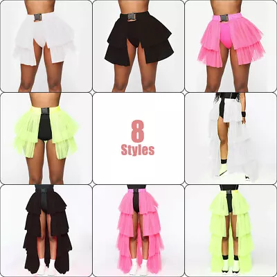 Half Bustle Layer Tulle Tutu Skirt Burlesque Petticoat Clubwear Rave Party Dress • £12.59