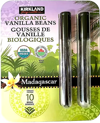 Kirkland Signature Organic Vanilla Beans 10ct Product Of Madagascar EXP 06/2027 • $25.99