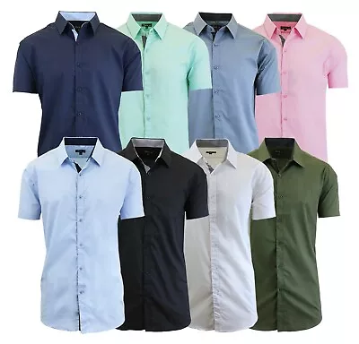 Mens Short Sleeve Solid Dress Shirt Slim Fit Button Down Casual NWT (S-5XL) • $13.97