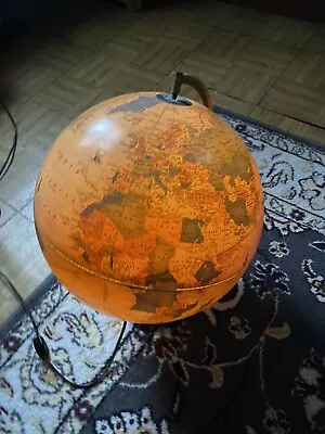 VTG Light Up Globe World Globe By George F. Crams Lamp 12 Inch • $35