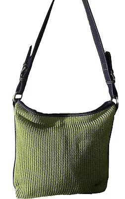 The Sak Purse Julep Green Crochet With Blue Leather Shoulder Strap Bag Handbag • $9.99