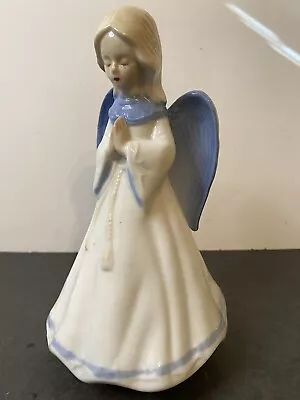 Vintage Porcelain ANGEL MUSIC BOX Playing Silent Night 7 1/2  Tall • $18.99