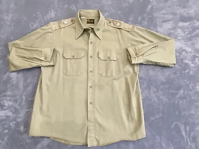 Vintage United States Army Shirt Mens 17 Medium Brown Denim Officer Lt Colonel • $19.99