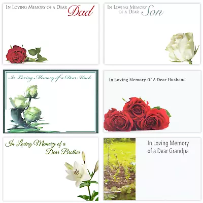 In Loving Memory Male Flower Message Cards - Brother Dad Grandad Husband Son • £2.89