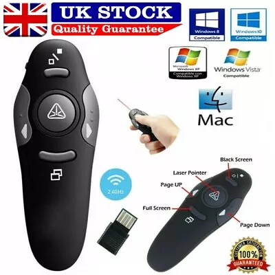 £8.29 • Buy Power Point Presentation Remote Wireless USB PPT Presenter Laser Pointer Clicker
