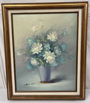 Vintage Robert Cox 21  X 25  Original Still Floral Flowers Vase Oil Painting • $1.25