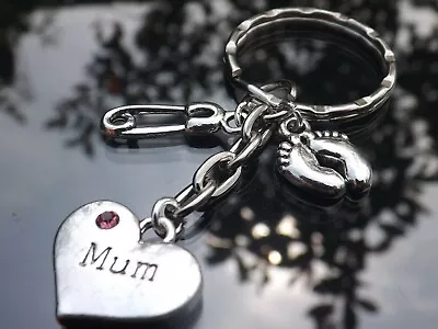 Dad & Mum To Be Pregnancy Charm Keyrings - Baby Shower Gift • £3.99