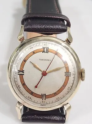 Vintage Tavennes Military WWII Two Tone Roman Dial Fancy Lugs Men's 31mm Watch  • $495