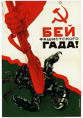 $17.95 • Buy Soviet Anti Nazi Propaganda Poster - Beat The Fascist Bastard - WW2 Memorabilia
