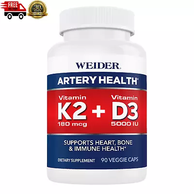 Weider Artery Health With Vita K2 Plus D3 For HeartBone&Immune Health 90 Vegg • $23.07