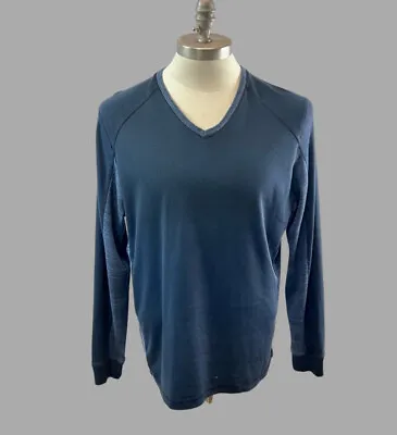 Calvin Klein Mens Blue V Neck Cotton Knit Sweatshirt  Pullover Long Sleeve T • $14