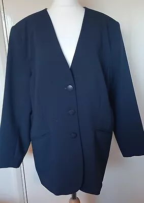 Classics Navy Blue Blazer Jacket Size UK 18 Lined Collarless • £14.50