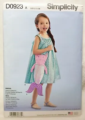 NEW! Simplicity D0923 Sewing Pattern Girls Mermaid Dress Tops Shorts Bag Sz 3-8 • $2