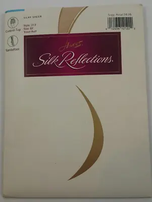 HANES Silk Reflections Control Top Sandalfoot Travel Buff Pantyhose Size EF VTG • $5.99