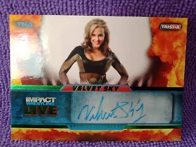 TNA Impact Live 2013 VELVET SKY Auto Card GREEN L28 42/50 TriStar • $19.99