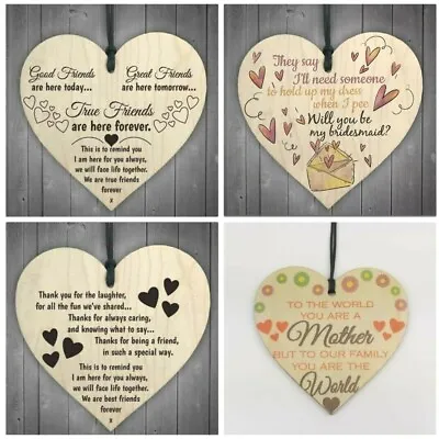 Gifts Heart-shaped Wooden Hanging Signs  Best Friends Mother Bridesmaid • £3.29
