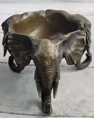 Elephant Ashtray With Trunk Windproof Metal Ashtray Outdoor Indoor Figure Art • $249