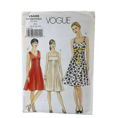 Vogue Sewing Pattern 8488 Dress Sleeveless Summer Misses Size 6-12 • $7.99