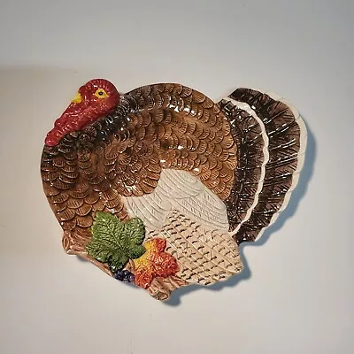 FITZ AND FLOYD TURKEY PLATE Thanksgiving Omnibus 1994  Serving Canape Platter • $23.95