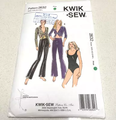 2632 Kwik Sew Leotard Top Pants Dance  Sewing Pattern SZ XXS-L Cut To A LARGE • $19