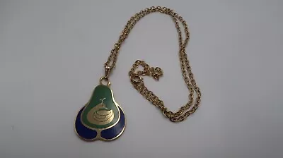 Vintage Gold Pear Bird Enamel Necklace 25  • $10.40