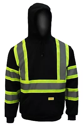 High Visibility Hooded Sweatshirt Class 3 Safety Hooded Pullover Knit Lining • $44.84