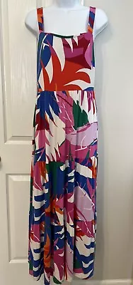 Soma Wknd Soft Jersey Trapeze Maxi Bra Dress Pockets Multi Boho Tropical Size M • $31