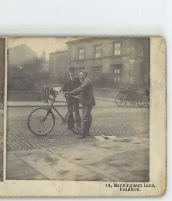 Men With A Bicycle Bradford England Cork & Scott Stereoview • $9.99