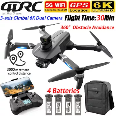 4DRC F4S RC Drone GPS WIFI FPV 3-axis Gimbal 6K Dual Camera Brushless Quadcopter • $237.49