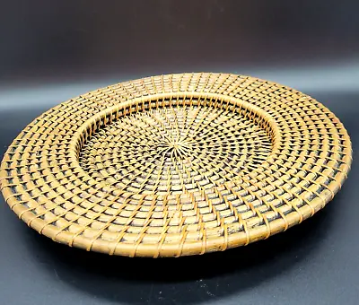 Set Of 4 Wicker Rattan Chargers Plate Holders Brown 13” • $27.97