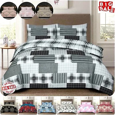 4 Piece Luxury Bedding Set Rich Cotton Duvet Cover Fitted Sheet With Pillowcase • £22.23