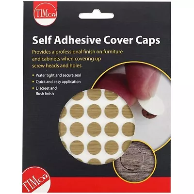 Screw Cover Caps 100 X PVC ODESSA OAK 13mm SELF ADHESIVE Stick On Furniture Hole • £10.22